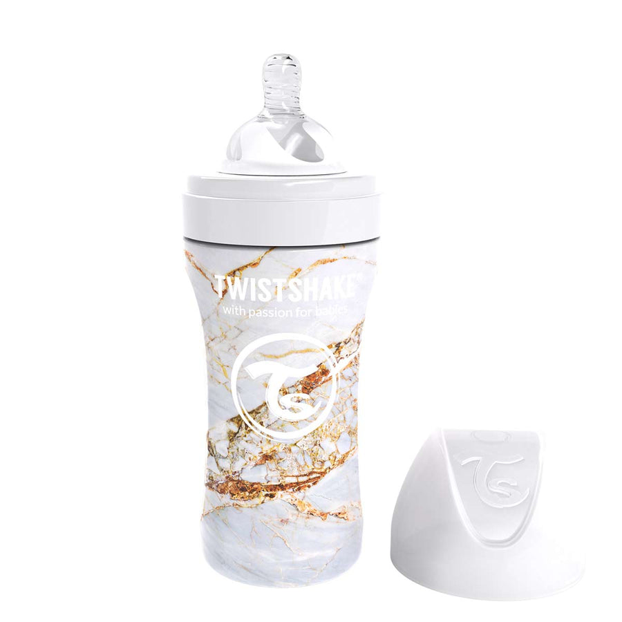 Anti-Colic Stainless Steel 330ml Marble White