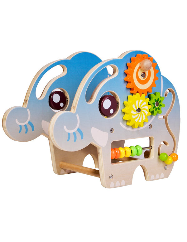 Wooden play center with games - elephant