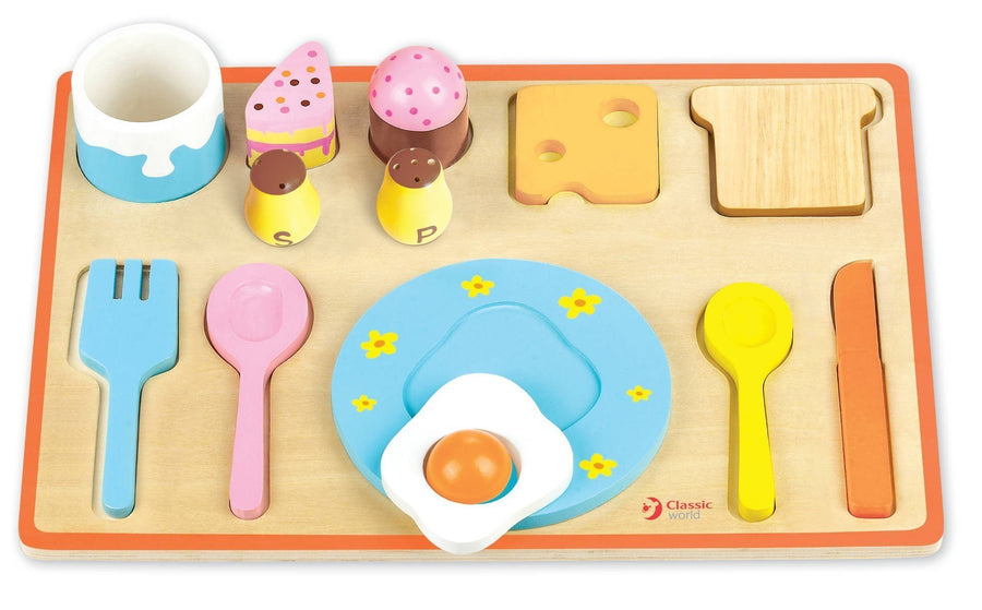 Wooden puzzle - breakfast arrangement