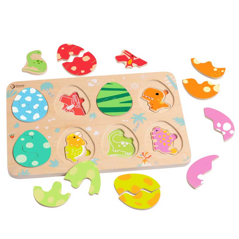 Classic World Wooden Dinosaur Puzzle, 25 pieces, 18+ months