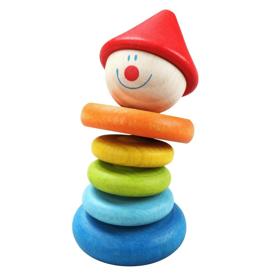 Wooden baby rattle - clown