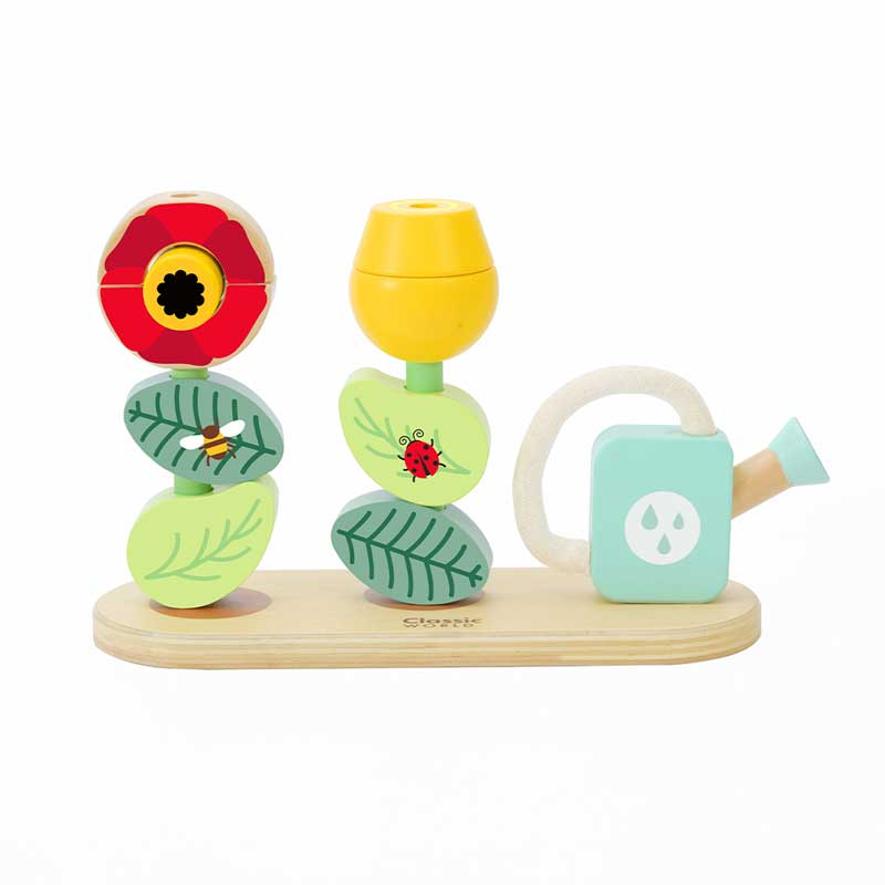 Wooden toy - stacking cubes Colorful Garden