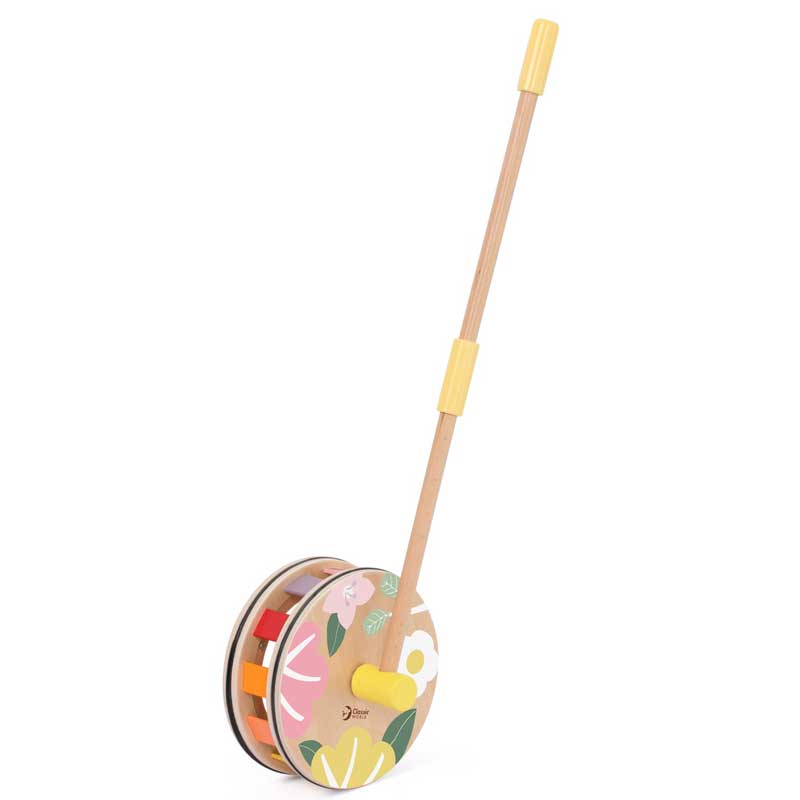 Wooden Push Toy "Rainbow" with Floral Motifs Classic World - 12 months