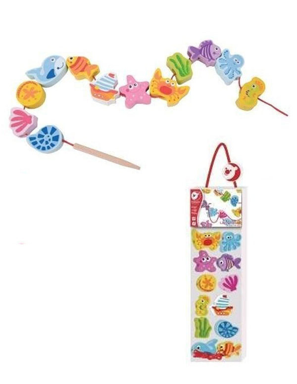 Wooden lacing toy with Sea creatures