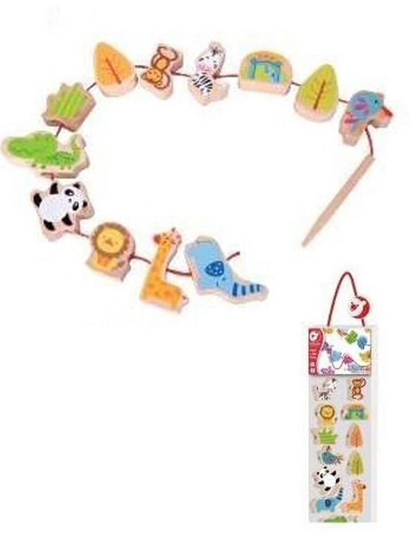 Wooden beads for threading with ZOO animals