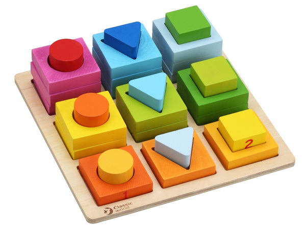 Wooden blocks with various geometric shapes