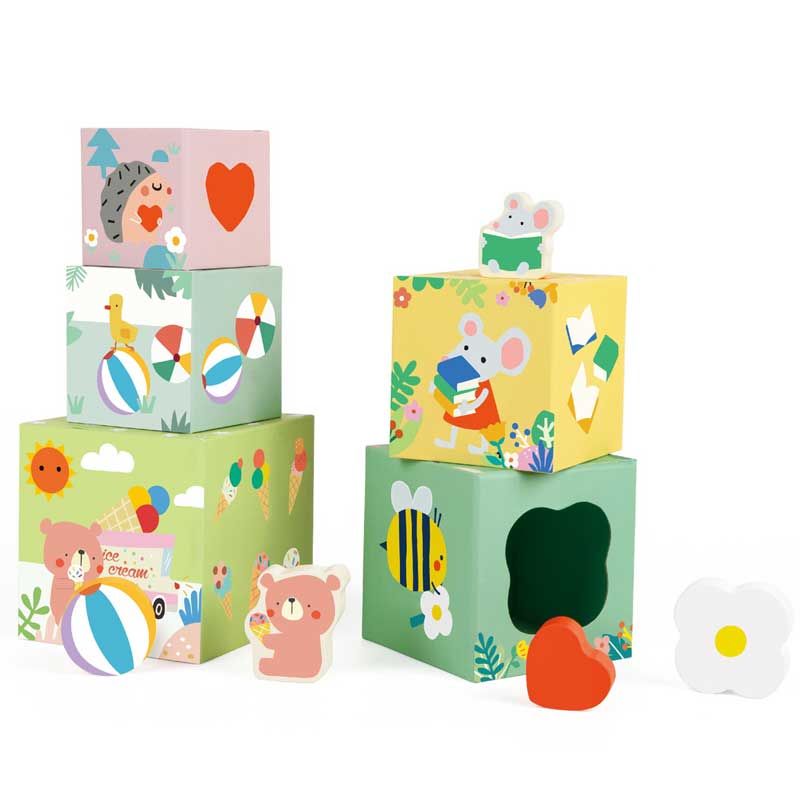 Classic World wooden stacking blocks with forest motifs