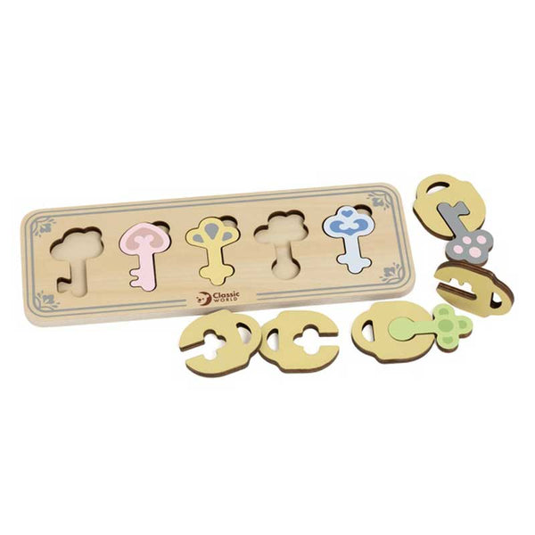 Wooden children's game - The colorful castle keys