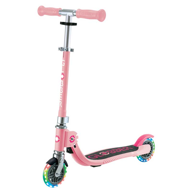 Children's Foldable Scooter with Two Light-Up Wheels Globber Flow Foldable Junior Lights - Pink