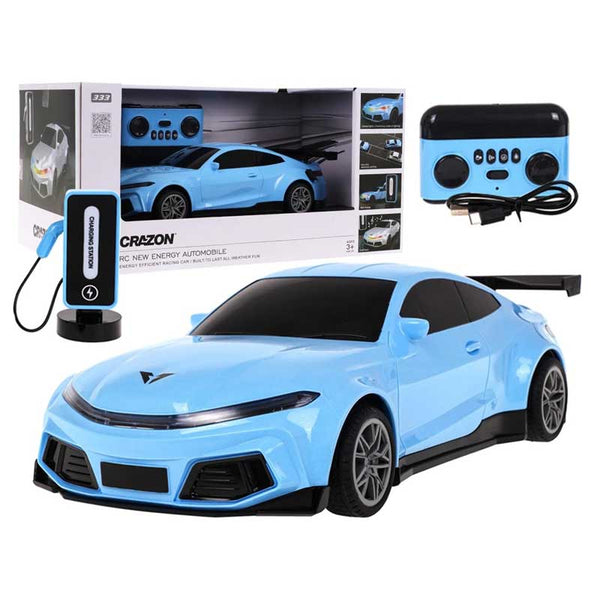 Kids' Electric Sports Car Crazon New Energy with Charging Station, RC, Blue