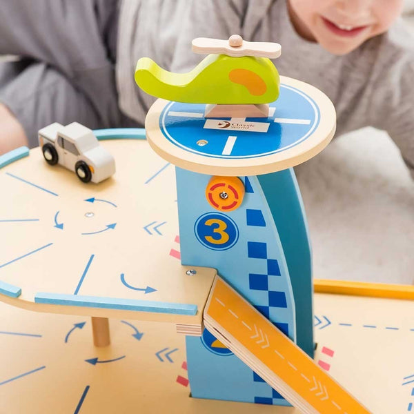 Kids Wooden Garage with Cars - 3 Levels