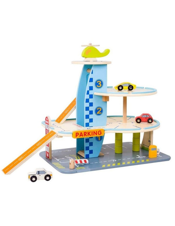 Kids Wooden Garage with Cars - 3 Levels