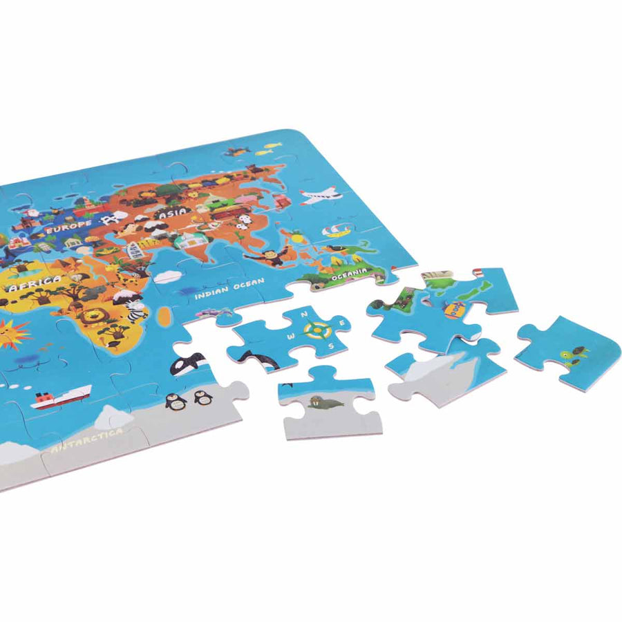 Children's wooden puzzle - world map