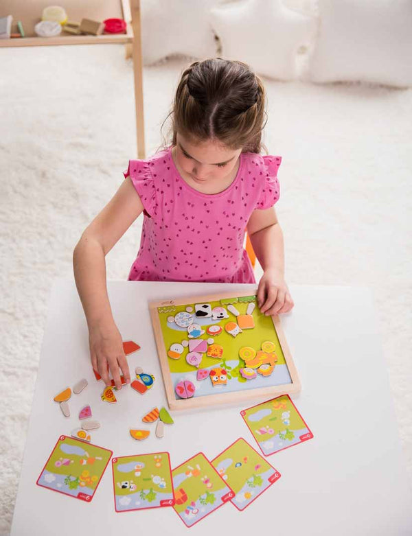 Children's Wooden Puzzle with Magnetic Pieces - Farm