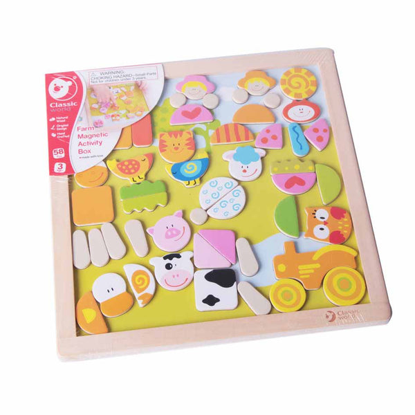 Children's Wooden Puzzle with Magnetic Pieces - Farm