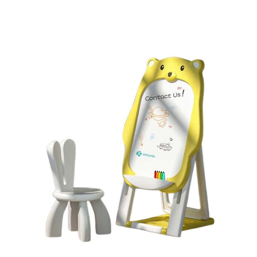 Kids' 2-in-1 Drawing Board and Chair Set, Yellow Bear