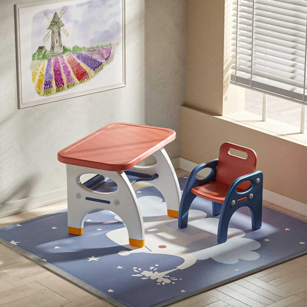 Children's desk and chair in red for writing and drawing