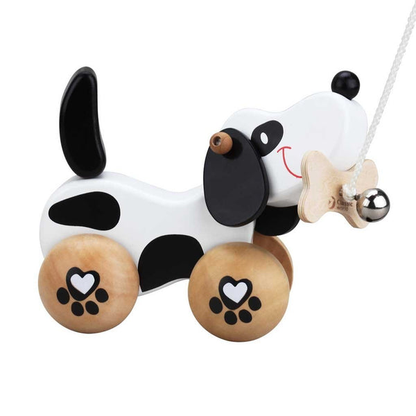 Children's wooden pull-along dog