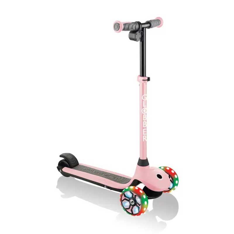 Electric scooter with light-up wheels GLOBBER E-MOTION 4 PLUS for children aged 6+ - pastel pink