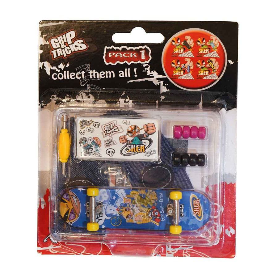 Finger Skateboard Toy, blue, with emoji