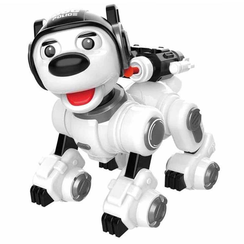 Interactive Police Robot Dog with Black Helmet