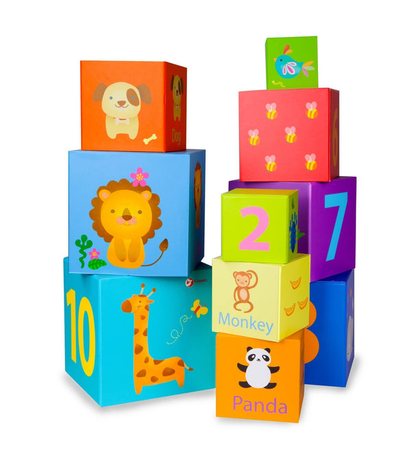 Stacking cardboard cubes