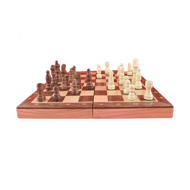 Classic wooden chess set with pieces, for children, 29 cm