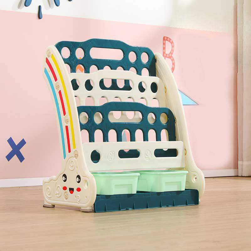 Combined children's bookshelf and toy organizer - green