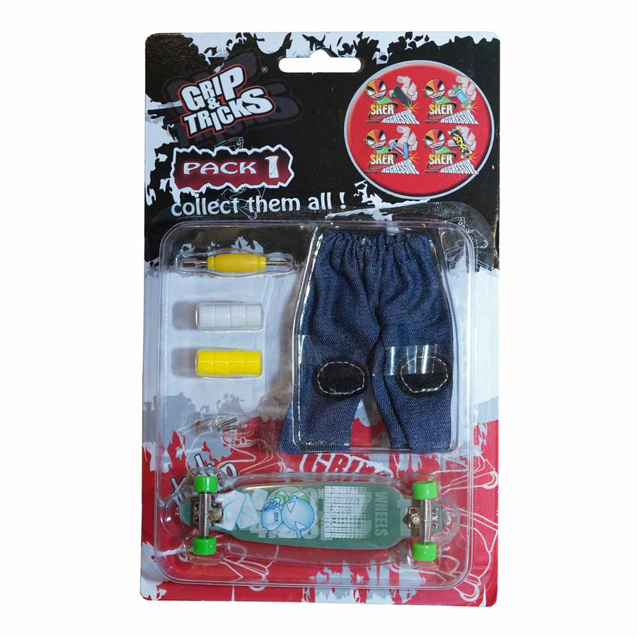 Toy set LONG BOARD fingerboard, turquoise, with emoji