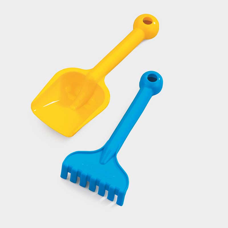 Small shovel and rake set for beach play
