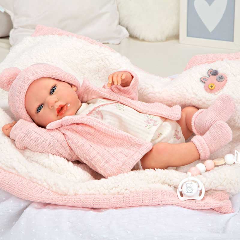 Baby doll Marta with soft pink blanket - 40 cm