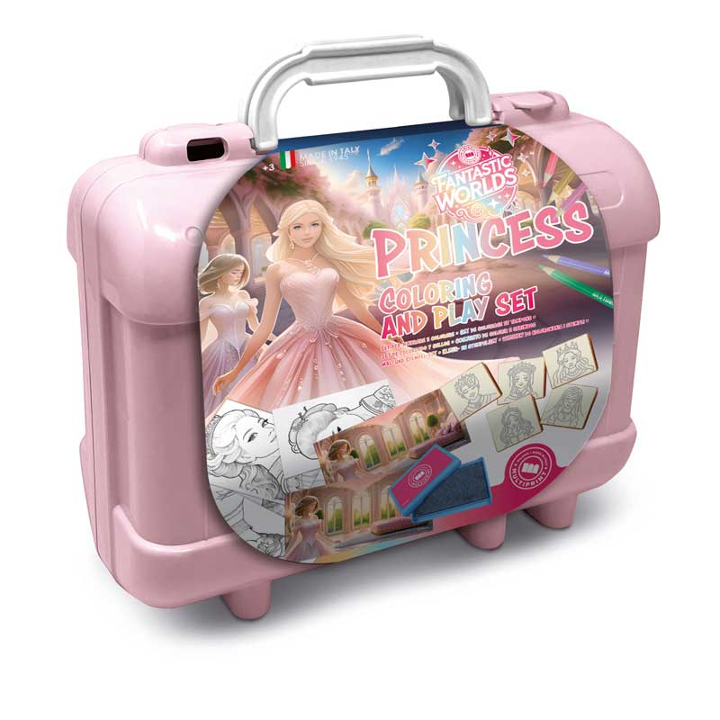 Арт куфарче PIXIE PRINCESS с 10 цветни молива, 5 печата и пъзел стикери за декорация