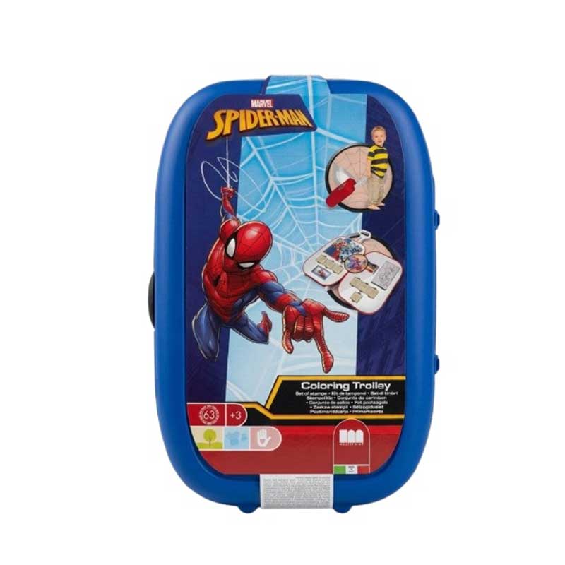 Детски комплект за рисуване Spiderman в куфарче на колелца с аксесоари