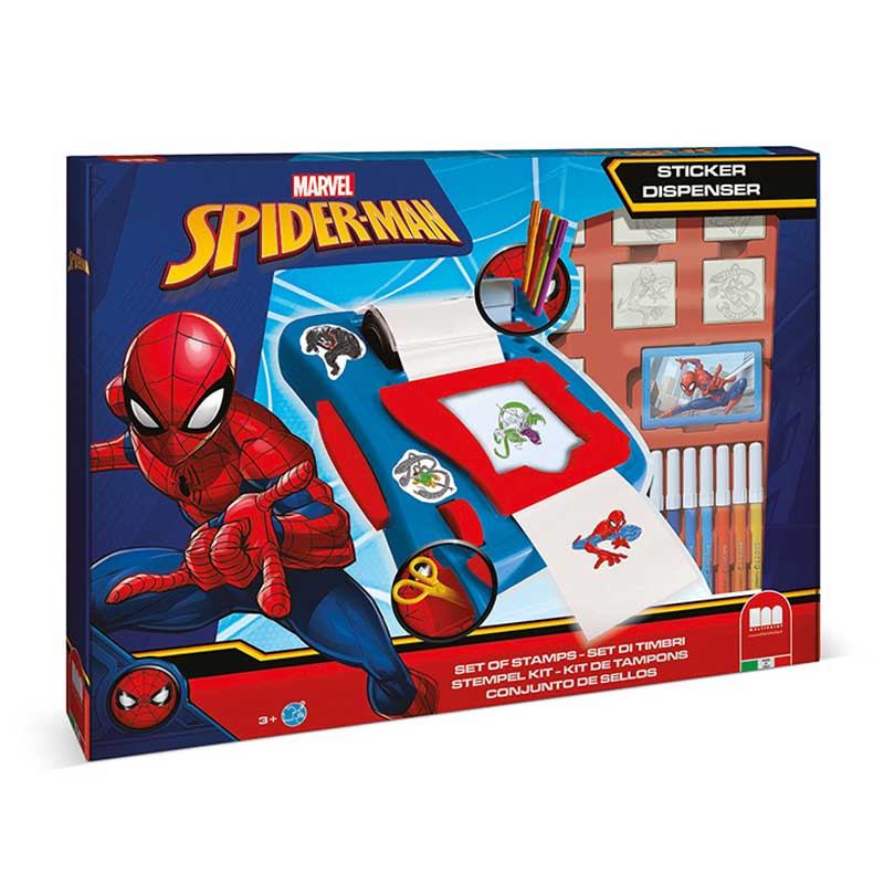Комплект за създаване на стикери Spiderman с 12 флумастери, 50 стикери, 7 печата и книжка за оцветяване