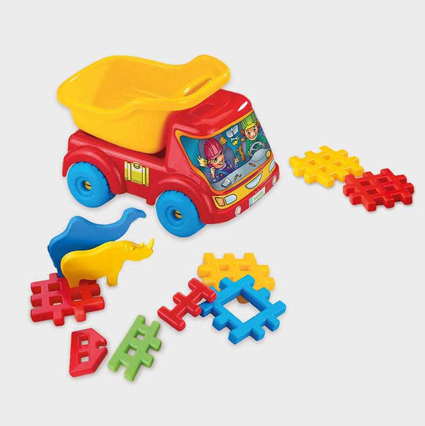 Plastic truck with waffle block set