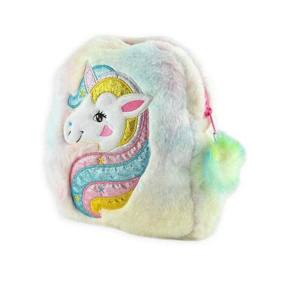 Plush Backpack for Girls "Colorful Unicorn", 32 cm