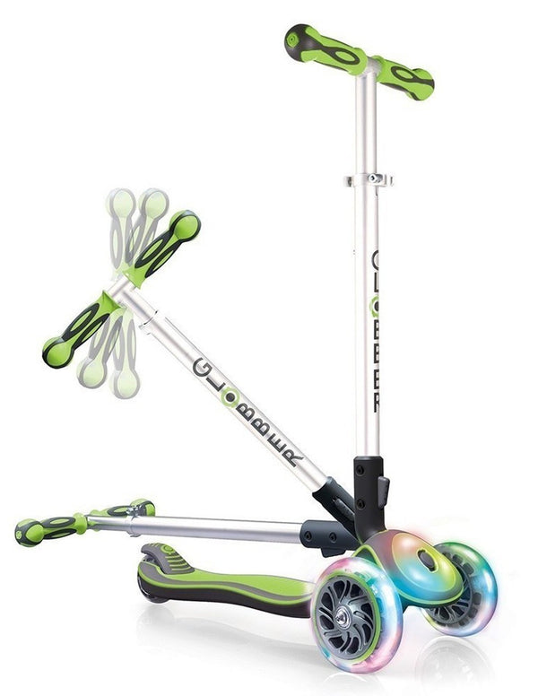 Elite Light Folding Scooter with Light-Up Wheels and Deck - Green
