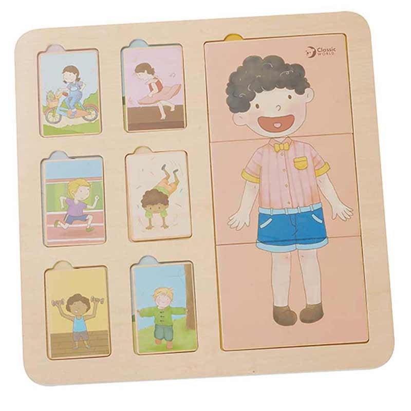 Fun wooden puzzle with children's figures