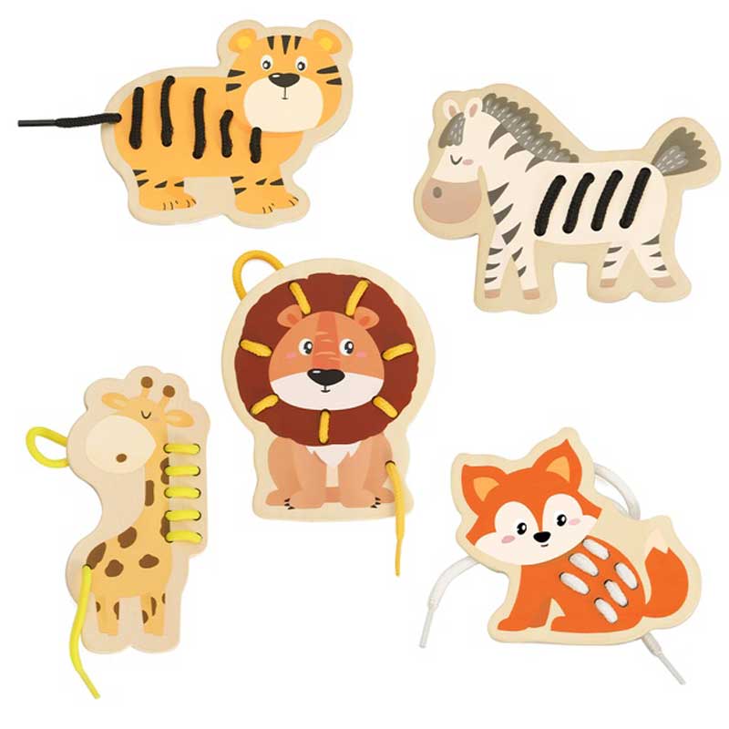 Fun children's game - threading beads, African animals