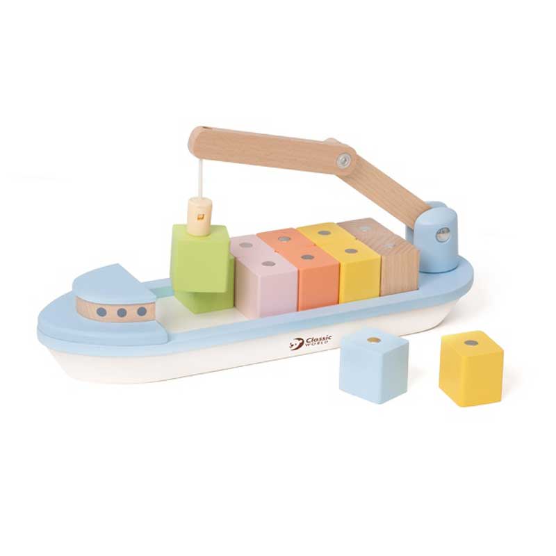 Fun children's dexterity game with wooden blocks - Boat