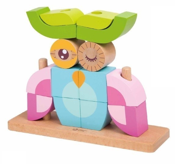 Wooden cube puzzle for children - owl