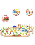 Wooden train set with tracks - 110 pieces