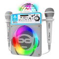 Караоке Bluetooth тонколона с 2 микрофона и LED лампа, бяла