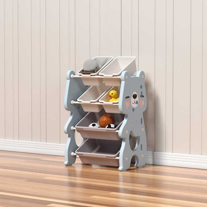 Adjustable Kids' Bookshelf and Toy Organizer - Blue Bear