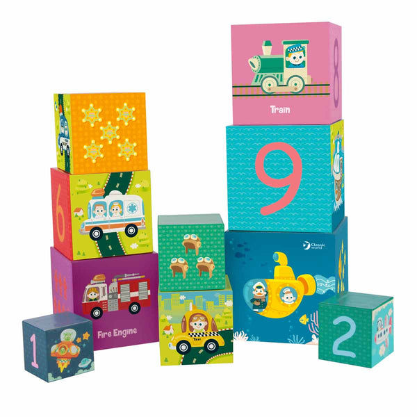Stacking card cubes - vehicles