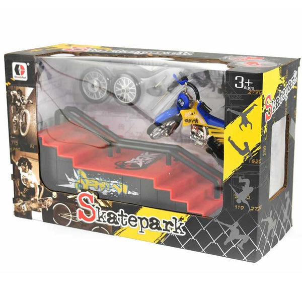 Fingerboard motorbike set with ramp with stairs, 38 cm