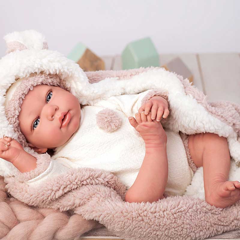 Baby doll Anna with a plush blanket and accessories, realistic weight - 40 cm