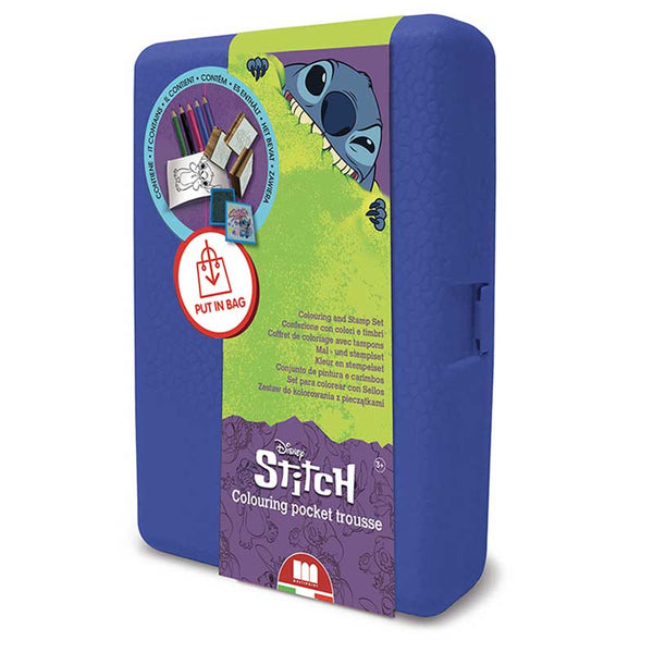 Кутия за съхранение  "Stitch" с аксесоари за оцветяване и 3 печата