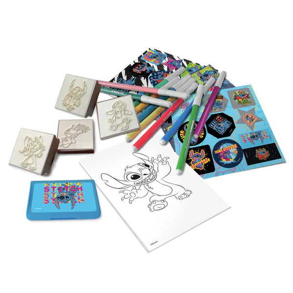 Творческа раница Stitch с 10 миещи се флумастера, 4 печата и 30 стикера