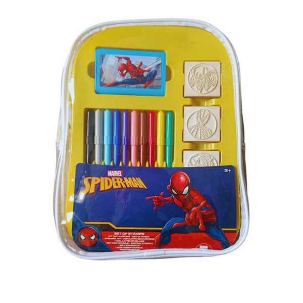 Творческа раница Spiderman с 10 миещи се флумастера, 4 печата и 30 стикера